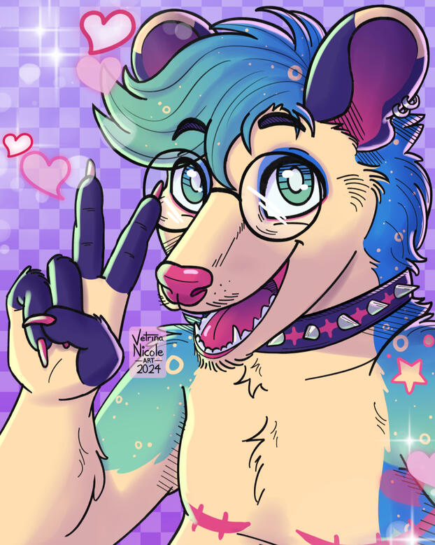 &quot;Jayden&quot; - Digital drawing of a blue and tan opossum furry