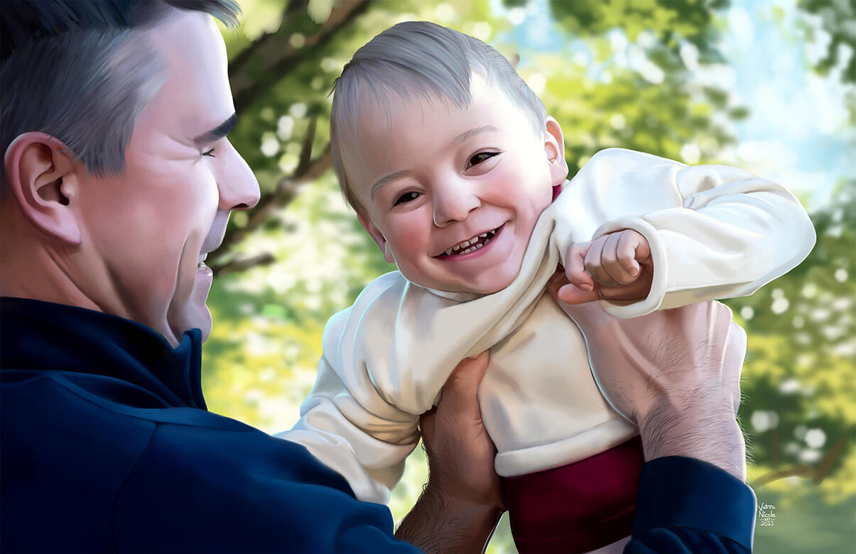 &quot;Nathaniel &amp; Dad&quot; - Digitally painted portrait of a father and toddler son