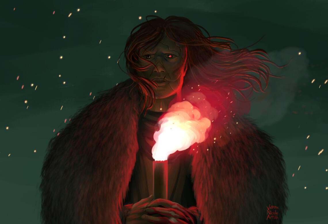 Digitally painted portrait of The Creature from Guillermo del Toro's Frankenstein